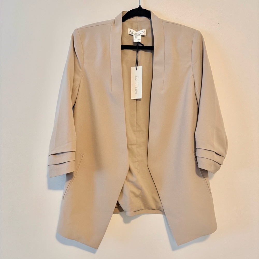 Rachel Zoe Tan Open-Front 3/4 Length Sleeve Blazer SZ.M